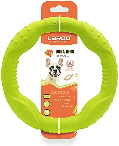 LaRoo Aggressive Chewer Toys - Floatable Dog Flying Disc & Ring, Tug & Teething Toys for Catch & Fetch (3 Sizes)