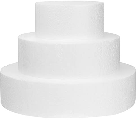 UPKOCH 3 STK. Runde Schaumstoff-Torten-Dummys - Perfekt FüR Tortendekoration, Hochzeitstorten, Geburtstagstorten, Schaufenster - 10/15/20 cm Durchmesser, 5 cm HöHe