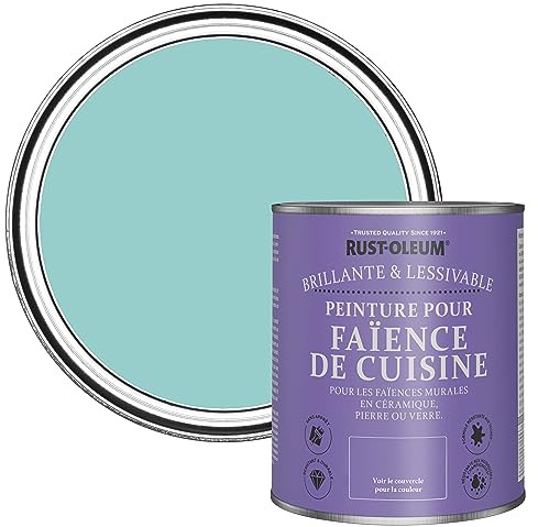 Rust-Oleum Blue Water-Resistant Kitchen Tile Paint in Gloss Finish - Teal 750ml