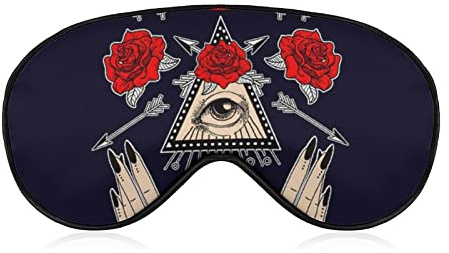 Augenmaske Leichte und bequeme Schlafmaske mit verstellbarem Riemen zum Schlafen, Reisen, Augenbinde, Schlafaugenmaske, Augenabdeckung, Symmetrie-Zusammensetzung, Sonne, Blumen, magische Augen, Mondku