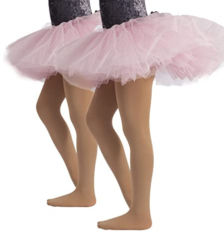 CALZITALY - Medias De Ballet Para Niñas | Panty Microfibra | 40 Den | Rosa, Blanco, Negro, Natural | Calcetería Italiana (8 Años, 2 Pares - Natural)