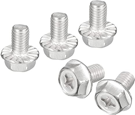 sourcing map M8x12mm Phillips Hex Head Flange Bolts, 5pcs 304 Stainless Steel Hexagon Phillips Flange Head Hex Bolts Machine Screws