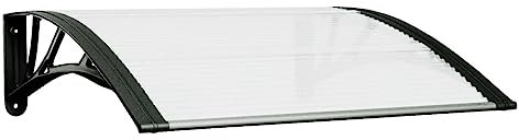 vidaXL Marquesina de Puerta, Toldo para Porche Ventana, Refugio de Lluvia Nieve, Marquesina Exterior, Policarbonato Negro y Transparente 80x75 cm
