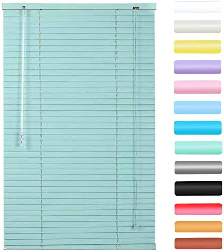 MIFANI Verdunkelungsrollo FenstervorhangAluminium-Jalousien-Lamellenvorhänge – Grün,Aluminium-Horizontaljalousien for Fenster,wasserdicht,UV-Schutz,Verdunkelungsrollo for Home Office, W85xH2