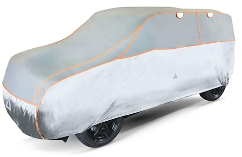 Walser Hagelschutz Abdeckplane Auto, Autogarage Abdeckung, Abdeckplane Auto Basic, Auto Hagelschutzplane, Abdeckung Auto 100% Polyester, Auto Vollgarage, Auto Abdeckung Größe 6 - grau-Silber