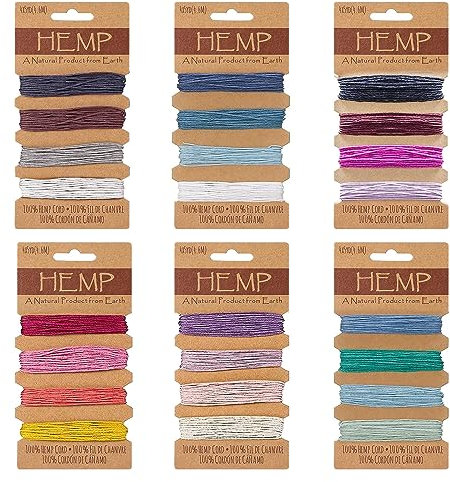 TONAUP 24 Farben Faden Schnur Mehrfarbige Flachs Schnur, Fadenschnur Mehrfarbige, Farben Hanfschnur für DIY Armbänder, Kunsthandwerk, Dekor, 120 Yards (Mehrfarbig), 17.1*16.6*2.2, KLM135