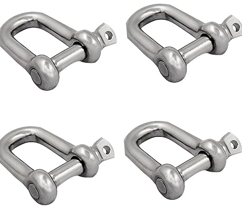 SHENGHUISS D Shackle Stainless Steel 316 Marine Hardware Boat Anchor D Ring Forged Shackle 1/2 inch 4 Pack
