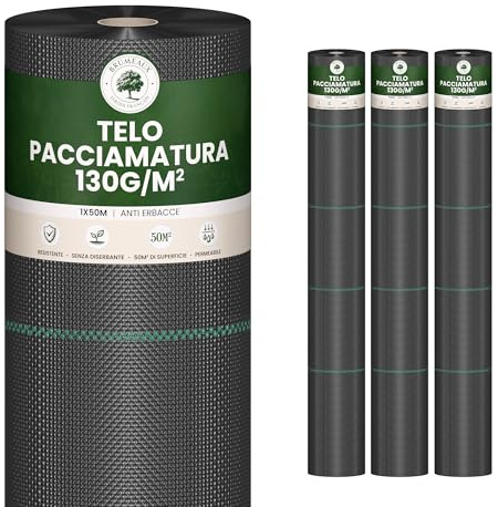 150m2 de Toile de Paillage Anti-Mauvaise Herbe 130g/m² très épais - Lot de 3 Rouleaux Geotextile Anti Repousse Gravier 50mx1 (3x50m2 = 150m2) pour Terrasses et Allées - Bache Anti Mauvaise Herbe