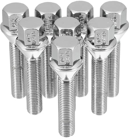 QUARKZMAN Radschrauben M12 X 1,5 Kegelbund 50mm 8 Stück Für Felgen | Verzinkter Stahl, Silberton, Leichtmetallräder Und Stahlfelgen, Doppelsechskant Anti-Diebstahl, Aufnahmegewindelänge 13mm