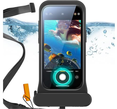 ESR wasserdichte Handyhülle für iPhone 15 Pro/14 Pro/13 Pro, Berührungsempfindlichkeit unter Wasser, schwimmende wasserfeste IPX8 Handyhülle mit Trageband, Unterwasser Handyhülle, Schwarz