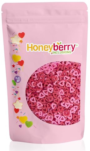HONEYBERRY Sprinkles Comestibles Naturales 200 g – Decoración de Azúcar para Tartas y Repostería, Sin Gluten, Apto para Veganos – Fabricado en la UE (Corazones Abiertos)