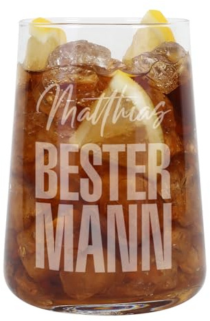 Herz & Heim® Longdrinkglas 430ml mit Gravur personalisiert (Bester Mann)