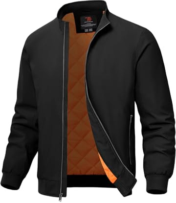 Rdruko Men's Quilted Bomber Jackets Casual Winter Windbreakers Jacket for Men Fall Padded Full Zip Windproof Work Coats Black XXL