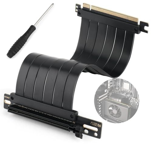 PCI-E 3.0 X16 Riser Kabel für Grafik,Soundkarte,Aufnahmekarte,Netzwerkkarte,Erweiterungskarte PCIE 3.0 Verlängerungskabel Dual 90 Grad Recht Winkliges Cable Length 20cm