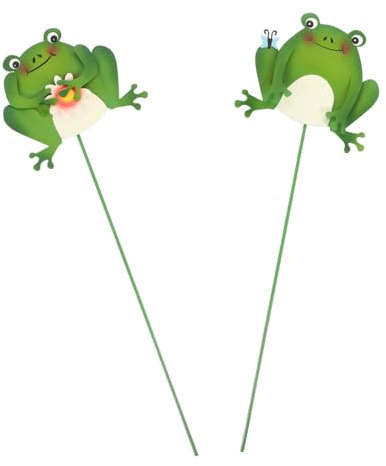 KONTONTY Dekorative Gartenpfähle Aus Eisen Frosch Garten Dekoration Frosch Einsätze Für Außen Gartenornamente Langlebig Für Hof Und Rasen