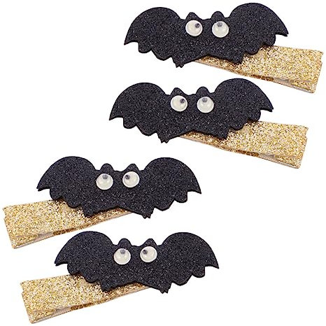 WOONEKY -tête Chauve-souris D'halloween En Tissu Non Tissé Lot De 4 Épingles À Cheveux À Paillettes Coiffe De Chauve-souris Pour Fête