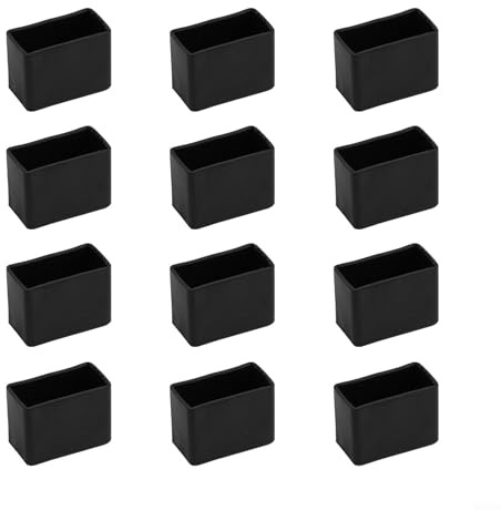 Set di 12 tappi protettivi rettangolari per gambe delle sedie, piedini in gomma per imbottiture, adatti al pavimento (15 x 30 mm)