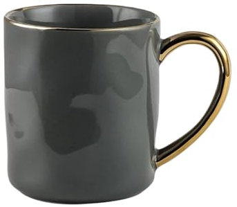 Kaffee Espresso Set Stil Goldrand Becher mit Griff Licht Luxus Keramik Kaffeetassen Teetasse Milch Saft Wasser Tasse Zuhause Paar Geschenk(Light-grey)