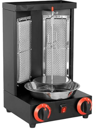 Shawarma Rotisserie Maker, parrilla de gas vertical Kebab Grill, Gyro Grill, horno giratorio de acero inoxidable con 2 quemadores asador de carne para uso comercial y doméstico,Black