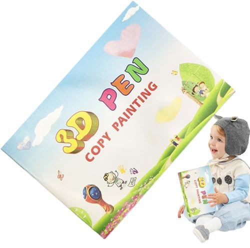 3D Printing Drawing Book, Paper Stencils for 3D Pen, Reusable Colorful 40 Patterns Template, Includes 2 Clear Plates for Kids, Creative DI Y Art, Learning Tool