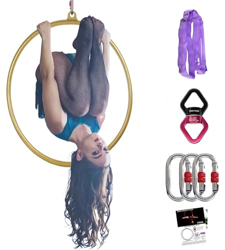 PRIOR FITNESS Premium Aerial Hoop Set-Hochwertig lackierter Aerial Lyra Hoop - Vollständig auf Stärke getesteter 200KG/500LBS Einzelpunkt-Aerial Dance Circus Ring für Yoga, Akrobatik und Gymnastik
