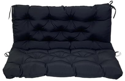 Outdoor-Schaukelkissen, 152,4 x 101,6 cm, Bankkissen für Gartenmöbel, 2-Sitzer-Ersatzkissen mit Rückenlehne, dicke Schaukelstuhl-Pads für Garten, Terrasse, Schwarz, 152,4 x 101,6 cm