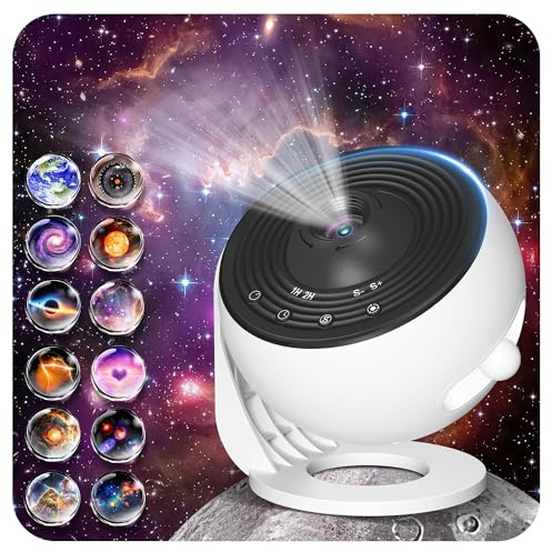 Upgrade Proiettore cielo stellato, Home Planetario Proiettore Lampada Cielo Stellato per Camera da Letto Bambini Adulti con 14 Pianeti Discs, Luna/Nebbia/Cielo Galaxy Proiettore Skylight Projector