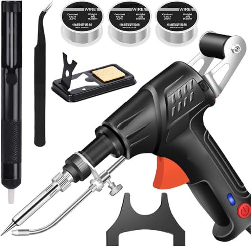 Multi-Function Soldering Iron Soldering Gun Set,Internally Heated Industrial Laser Welding Tools,Auto Send Tin Soldering Kit for Repairs Home DIY,60W External Heating Soldering Gun (Black-3 Piece Set)