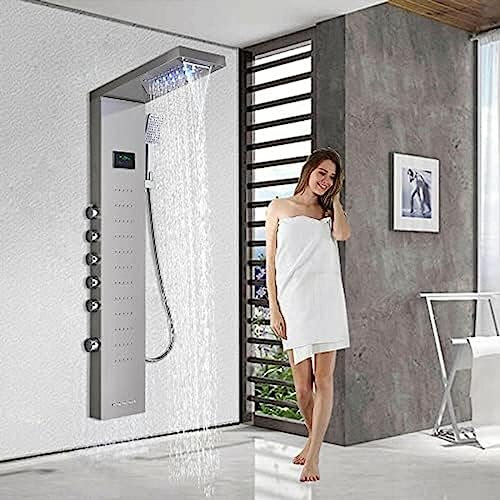 Pannello Doccia a LED con soffione a Cascata, soffione a Pioggia e getti massaggianti per Il Corpo