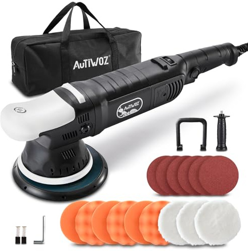 AUTIWOZ 6-Inch Dual Action Car Polisher Buffer Sander 850W DA Polishing Machine,6 Variable Speeds 1800-4800RPM 15mm Random Orbital Electric Polisher Kit for Car Detailing Waxing Scratch Repairing