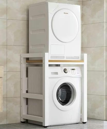 Stackable Washer Dryer Storage Unit - Heavy-Duty Cabinet for Laundry Room Bathroom Kitchen & Balcony - 300kg Load Capacity Maximize Space with Stylish Design