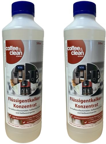 Coffee&Clean by JaPeBi 2x 500ml Flüssigentkalker-Konzentrat auf Milchsäure-Basis mit Korrosionsschutz für DeLonghi und andere Kaffeevollautomaten