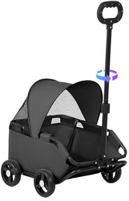 Katzenwagen Belüftete Kätzchen-Transportbox | Klappbarer -Kinderwagen und Hundewagen für Reisen, Spaziergänge, Veterinärbesuche, Outdoor-Abenteuer, Einkaufszentrum,