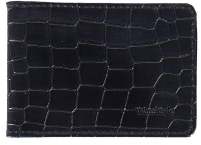 WooStyle Travel Pass Holder - Croc Pattern, Oyster Card Cover, Bus Pass, Rail Ticket, Photo ID, Compact & Slim Unisex Credit Card Case – Black, Brown, Tan, Green (Black)