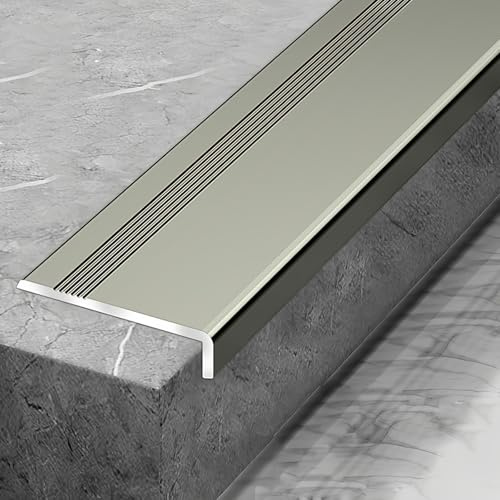 CMJYMX L-Form Treppenkantenprofil Aus Aluminium, Treppenkantenleiste, Aluminium Eloxiert Für Parkett Und Laminat Kantenschutz, Laminat Ausgleichsprofil(Champagne,40x30mm(1.6x1.2in))