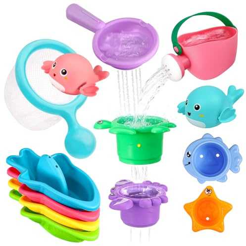Kaisibum Badespielzeug Baby ab 1 2 3 4 Jahr,Badewannenspielzeug Wasserspielzeug Kinder Badespielsachen Kinder Pool Schwimmbad Spielzeug Planschbecken Spielzeug 13 Stück