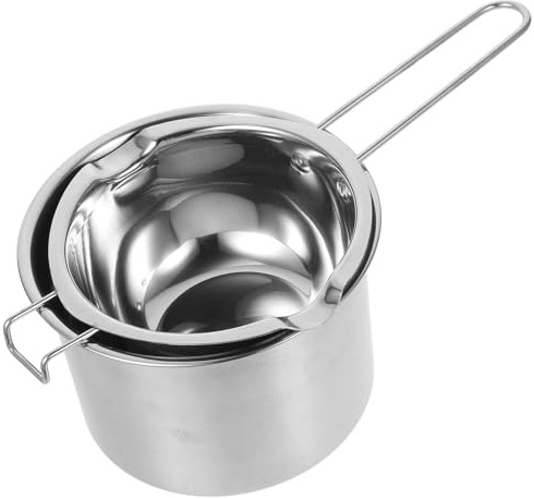 TOVINANNA 1 Juego Olla para Baño María de Acero Inoxidable 600Ml con Mango Ergonómico Calentamiento Uniforme para Derretir Chocolate, y Cera Adecuado para Repostería y Manualidades