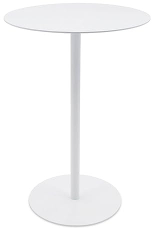 Spetebo Metall Beistelltisch rund weiß - Ø 35 cm - Couchtisch im Bistrotisch Design - Wohnzimmertisch Dekotisch Blumentisch Telefontisch Ablagetisch Deko Tisch in Stehtisch Optik