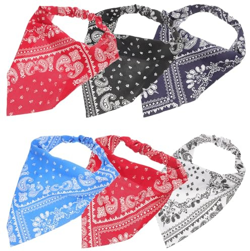 PartyKindom 6 Pezzi Foulard Triangolari per Chioma in Chiffon Leggero e Raffinato, Fasce Elastiche Facili da Indossare per Ragazze, Accessori per Festival Musicali e Attività Indoor