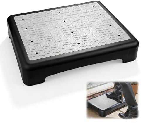 Escalón para interior y exterior, 43 x 33 x 9 cm, taburete antideslizante con medio escalón, ayuda portátil para entrar hasta 220 kg, reposapiés de plástico para personas mayores, ducha, bañera, coche