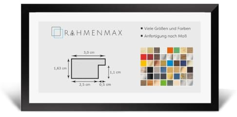 Morena MDF Rahmen für Bild 35x100cm Schwarz Matt mit Acrylglas | zum Aufhängen Hoch- und Querformat/Maßanfertigung möglich/Puzzle Rahmen/mit 1mm klarem Acrylglas