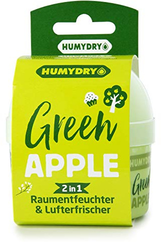 Humydry Luftentfeuchter Mini 75g Green Appel - Entfeuchter und Erfrischer mit frischem Apfelduft für kleine Räume