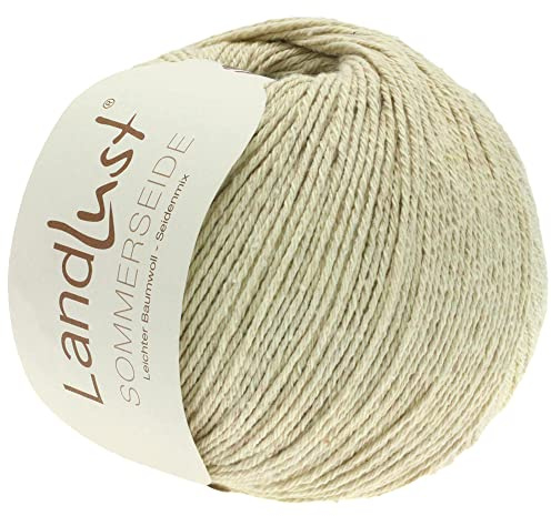 LANA GROSSA Landlust Sommerseide | Feines & leichtes Baumwoll-Seidengarn | Handstrickgarn aus 50% Seide & 50% Baumwolle | 50g Wolle zum Stricken & Häkeln | 170m Garn FB 2
