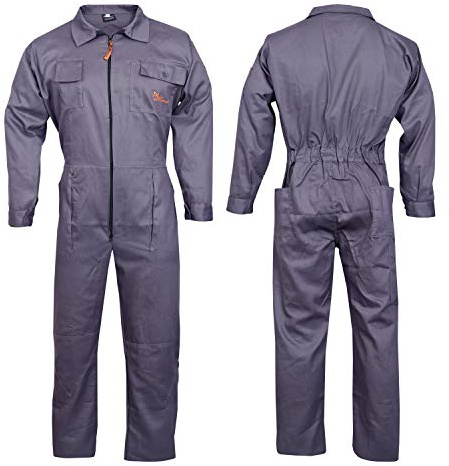 NORMAN Grey Men's Coveralls Boiler Suit Overalls for Warehouse Garages Workers Heavy Duty (M)