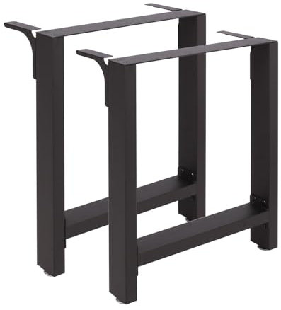 Wiltec Tischbeine aus Stahl 2er Set 70x72cm Vierkantrohre in schwarz pulverbeschichtet Tischkufen Tischgestell Tischuntergestell