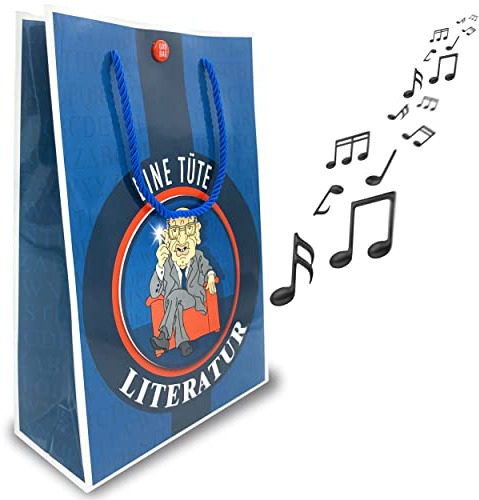 SOUND-Geschenktüte Eine Tüte Literatur, Geschenktasche für Bücher, beim ÖFFNEN der Tasche ertönt ein sehr bekannter Literaturkritiker, tolle Überraschung, GagBag von bentino