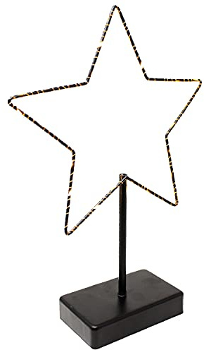 ToCi LED Deko-Stern 30 LEDs – Stern-Aufsteller aus Metall - Beleuchtete Deko 24 x 5 x 34 cm - Weihnachtsstern mit warmweißem Licht - Lichtstern für Tisch, Fensterbank & Regal