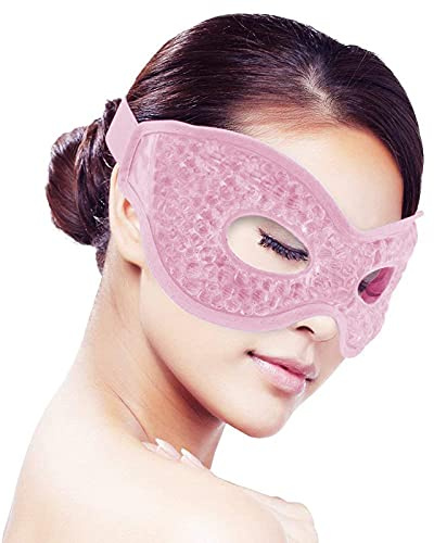 Wincal Masque Yeux Froid, Masque rafraîchissant pour les yeux en gel Compresse chaude et froide - Masque rafraîchissant pour les yeux gonflés, cernes (rose)