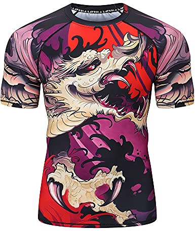 LAFROI Herren Kurzarm Kompressionsshirt UPF 50+ Rash Guard-CLY08D