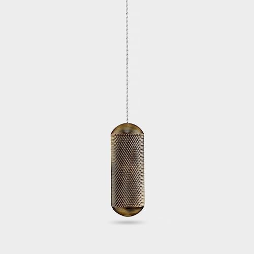 Pushka Home LTD Contemporary Brushed Solid Brass Knurled Round Cylindrical Bathroom Toilet Ceiling Fan Light Pull Handle (Antique Gold)